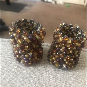 Pier one amber beaded napkin rings never used